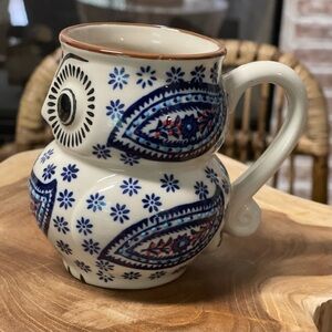 HAND PAINTED MUG.SCULPTED MUG, UNIQUE ROYAL COFFEE MUG CUP 3D OWL.
